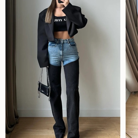 Piral Denim - PIRAL Two-Tone Blue and Black Wide-Leg Jeans